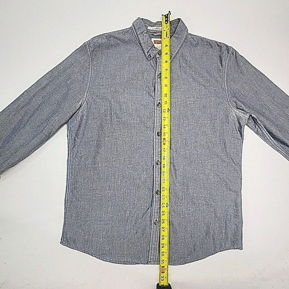 Levi’s Shirt Modern Fit Cotton Men’s Size XL Blue Chambray Denim Button Long Slv